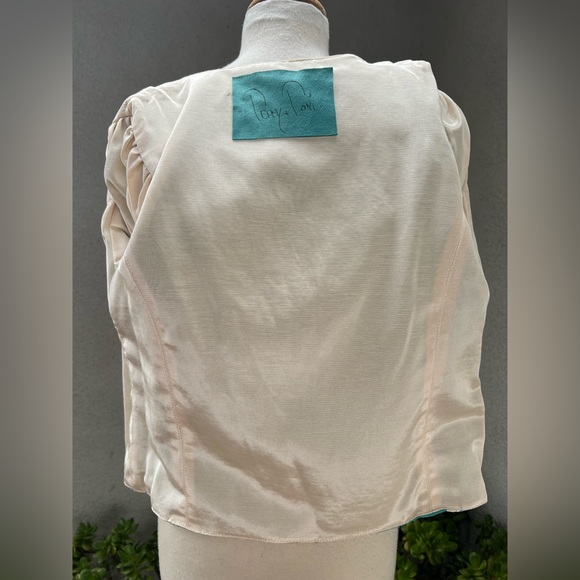 Vintage gorgeous teal suede gold silver painted jacket top belt XS Terry & Toni - Picture 8 of 13